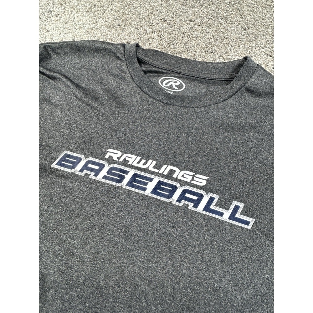 Rawlings Shirt Mens Medium Baseball Gray Blue Dri Fit Navy
